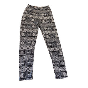 Women's Kandy One Size Black White Elephant Print Leggings